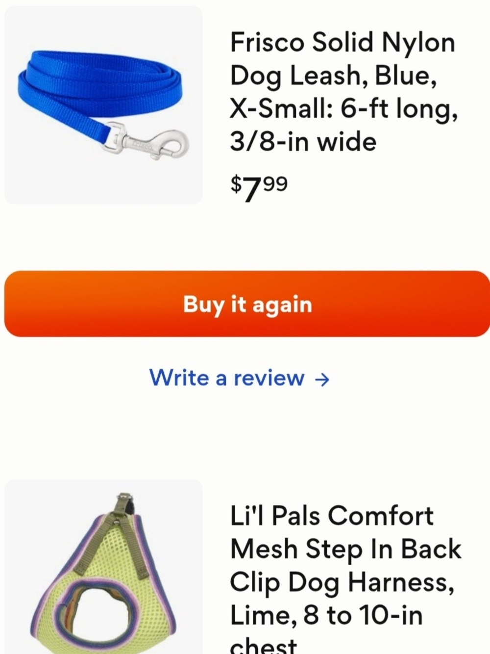 Li'l Pals Comfort Mesh Step In Back Clip Dog Harness 8 To 8 In Green With Leash